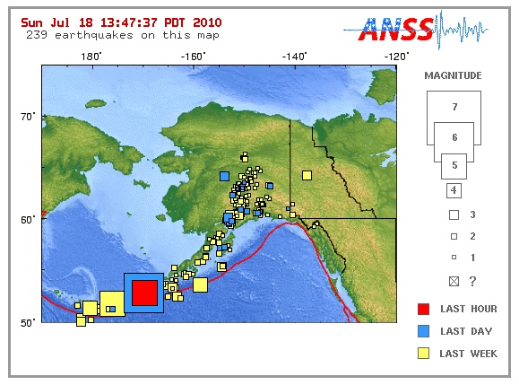 Earthquakes pounding the Aleutian Islands in Alaska