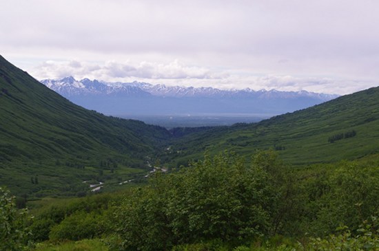 Looking back at the Wasilla Mat-Su valley from Hatcher Pass, Alaska