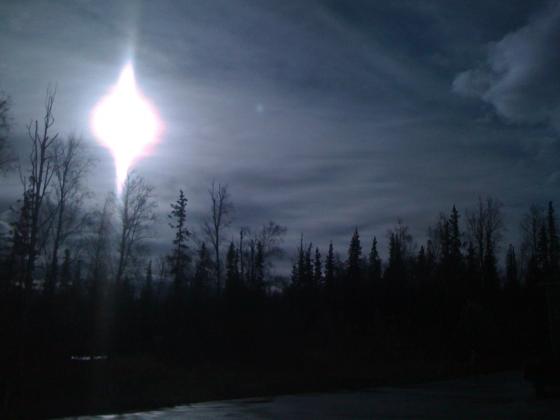 Height of the sun in the Alaska sky, October 6, 2010, at noon