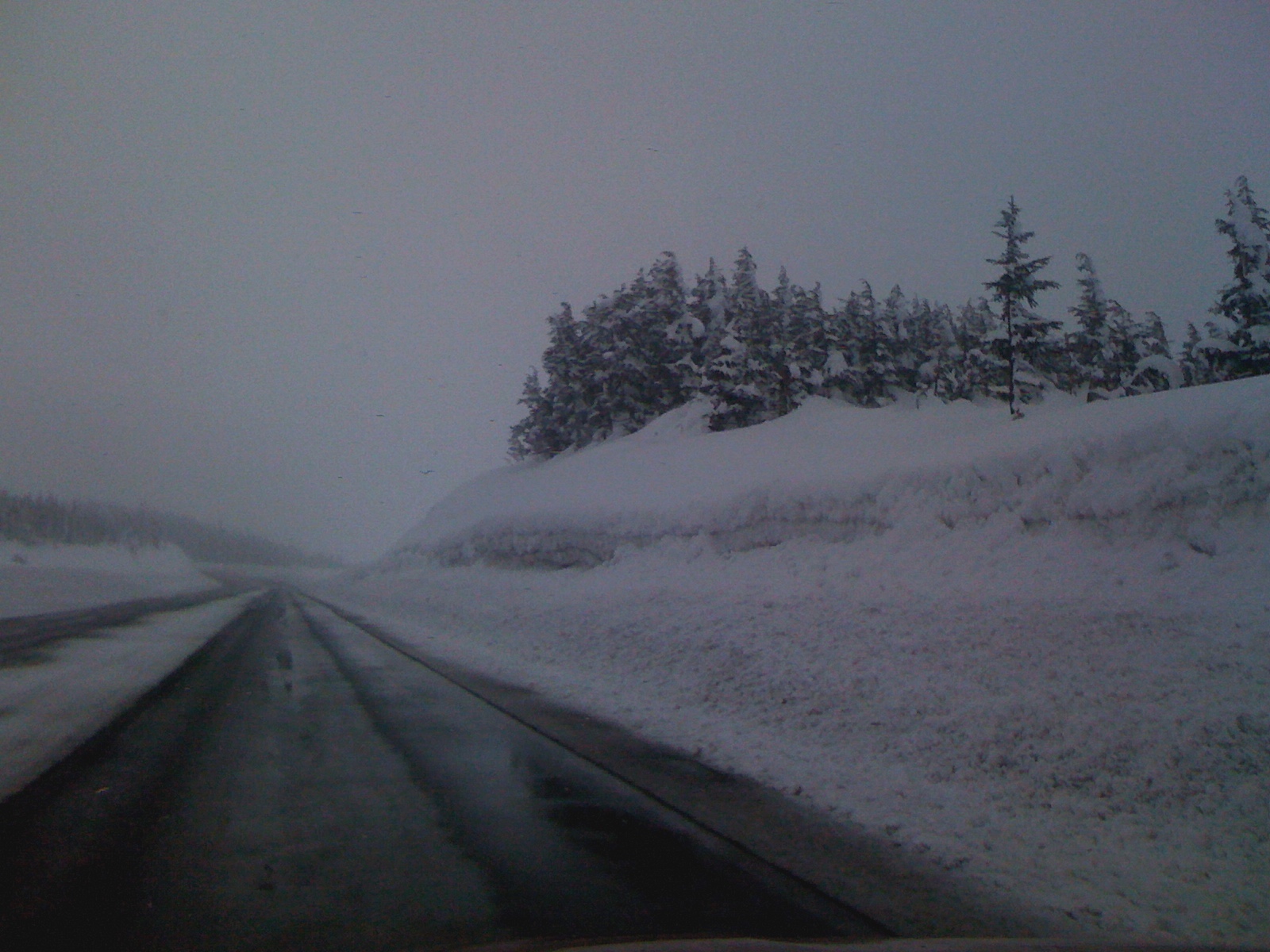 Lots of snow on the Alaska roads.