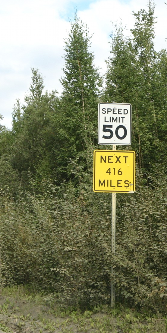Dalton Highway speed limit sign.