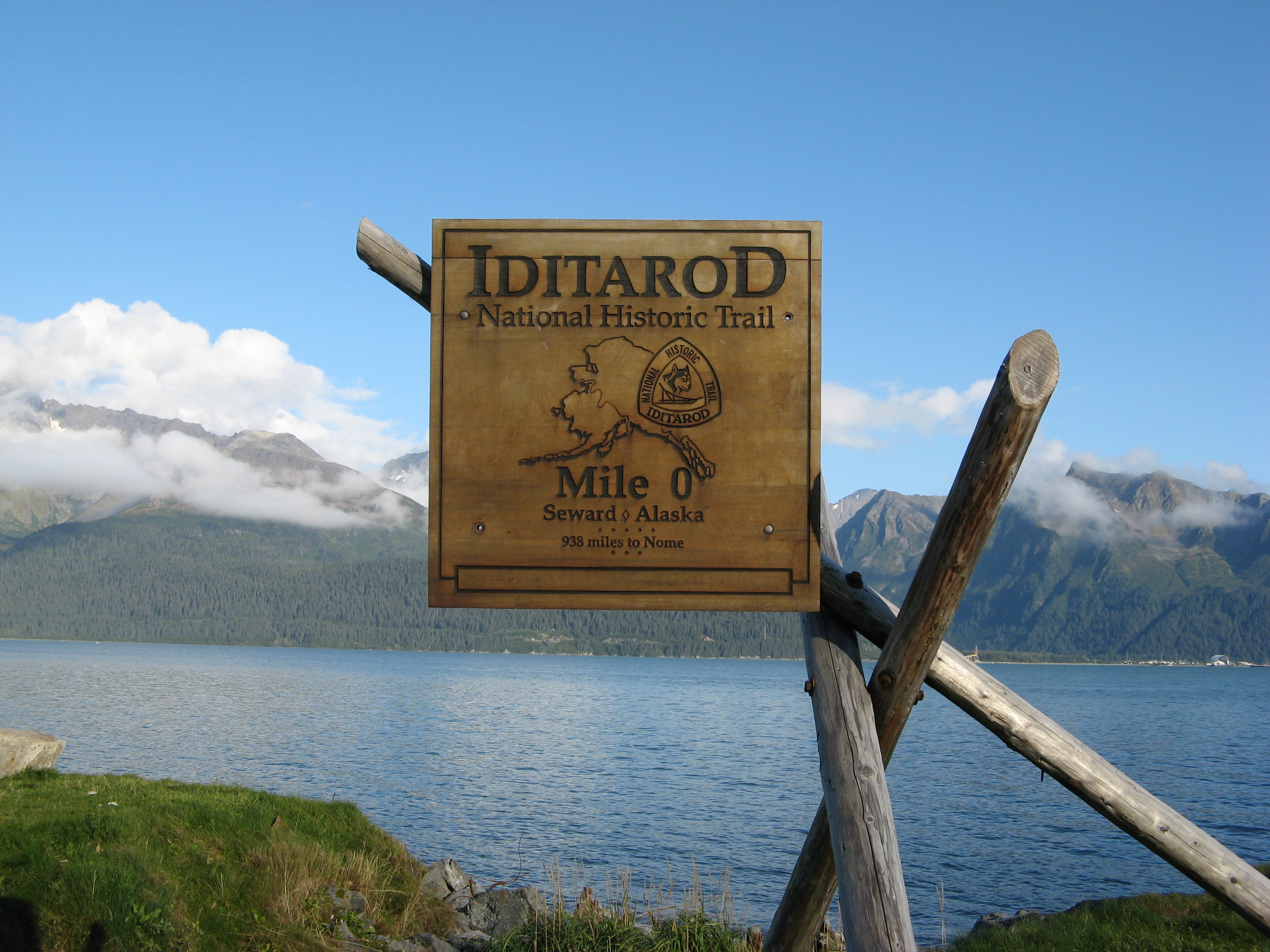 Iditarod Trail sign in Seward, Alaska.