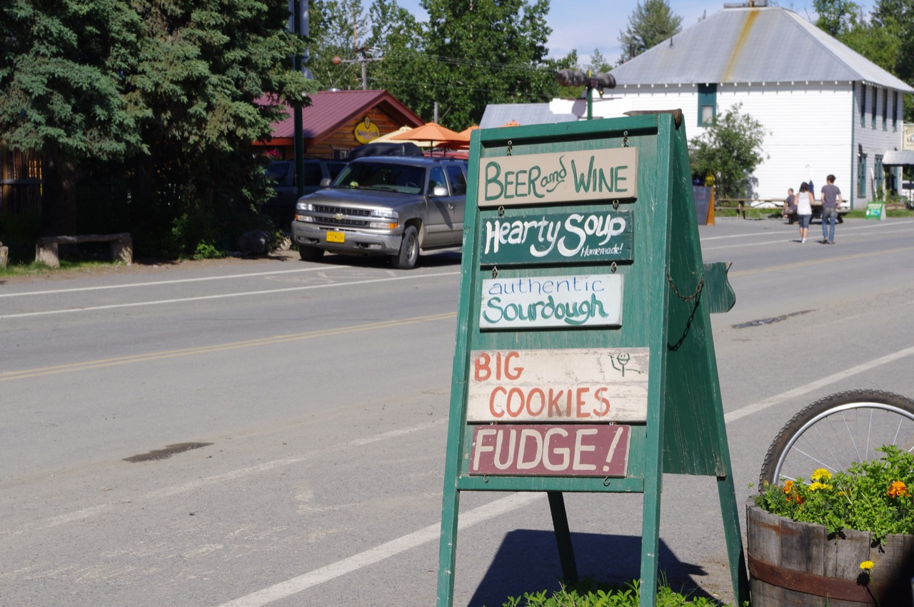 A sign for the Talkeetna Roadhouse