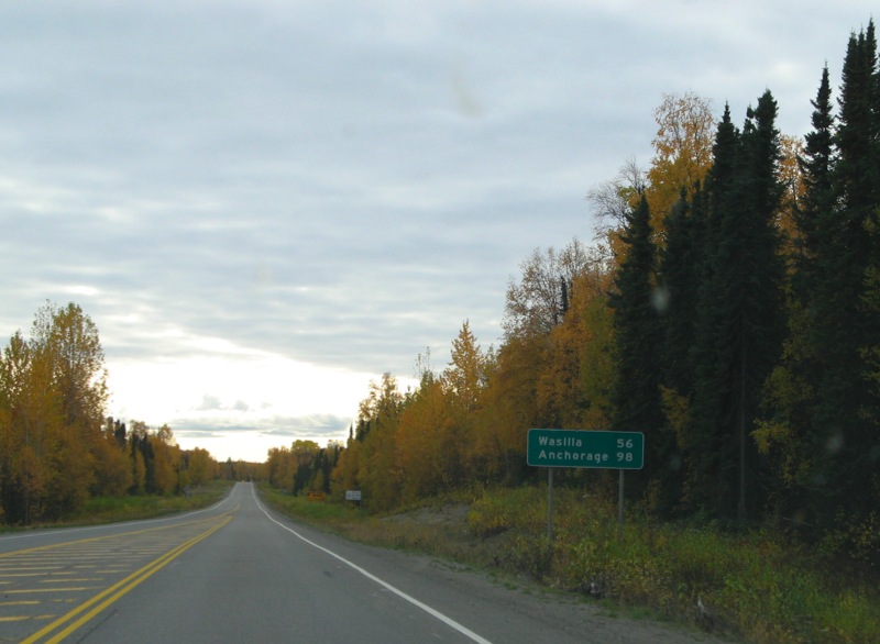 Distance from Talkeetna to Wasilla and Anchorage.
