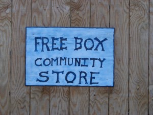 Free Box Community Store sign