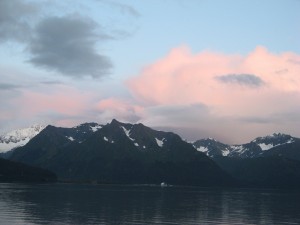 Closer view of the mountain range in Seward