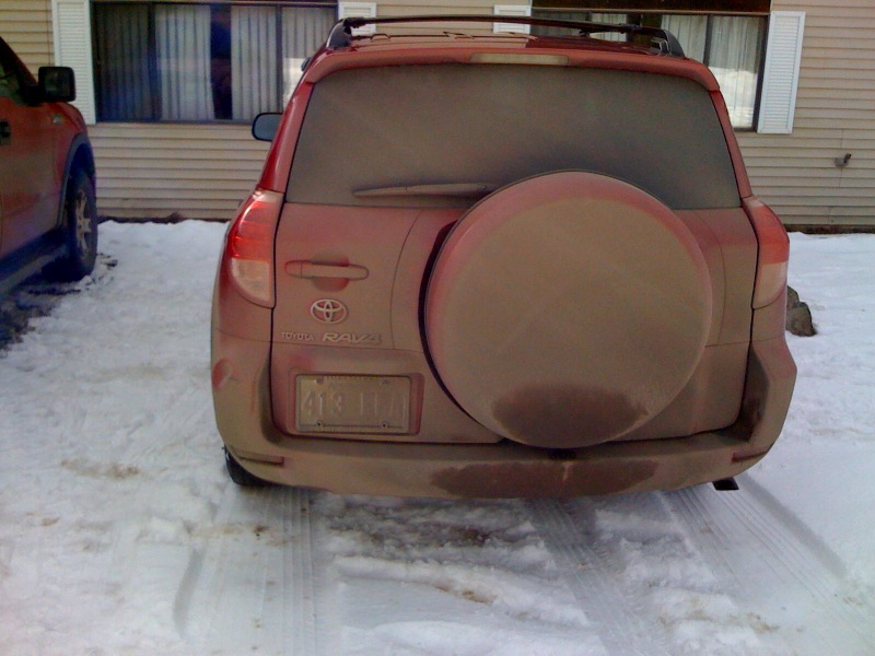 One dirty RAV4 after the drive from Stewart to Dease Lake, British Columbia