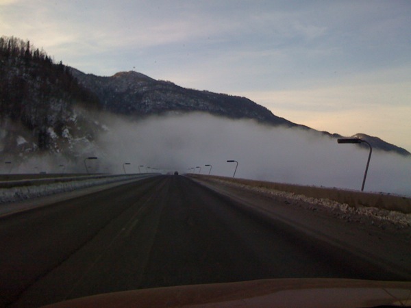 Knik River fog, Parks Highway, Alaska
