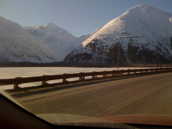 Mountains, snow and ice in Portage, Alaska