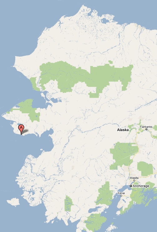 Nome, Alaska map, location relative to Fairbanks and Anchorage, Alaska