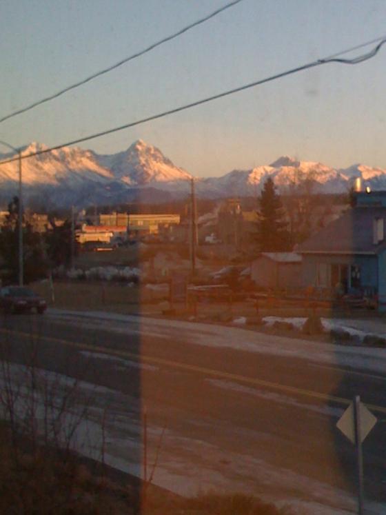 View of the mountains from the new apartment in Palmer, Alaska