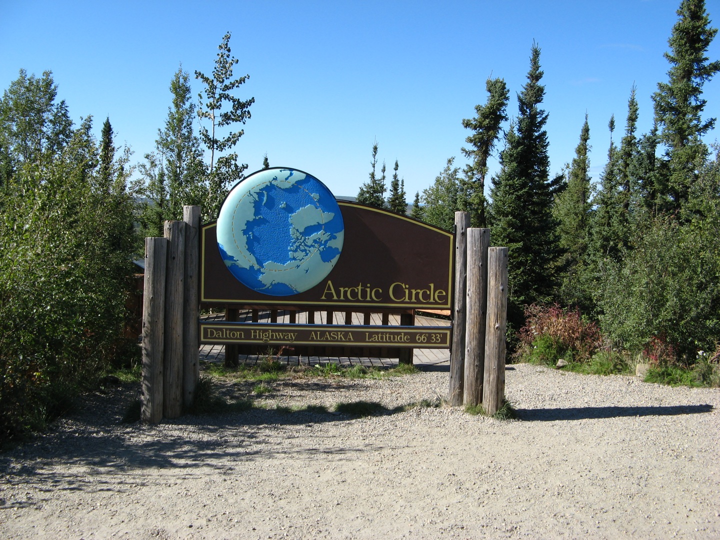Arctic Circle sign, north of Fairbanks, Alaska.