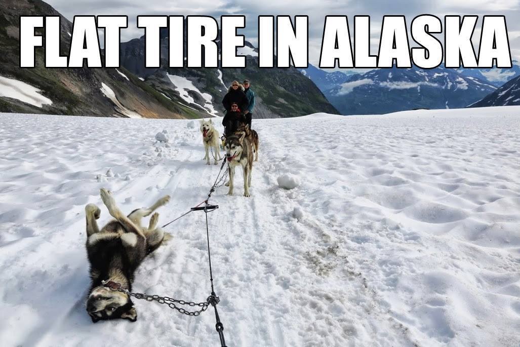 A flat tire in Alaska (funny).