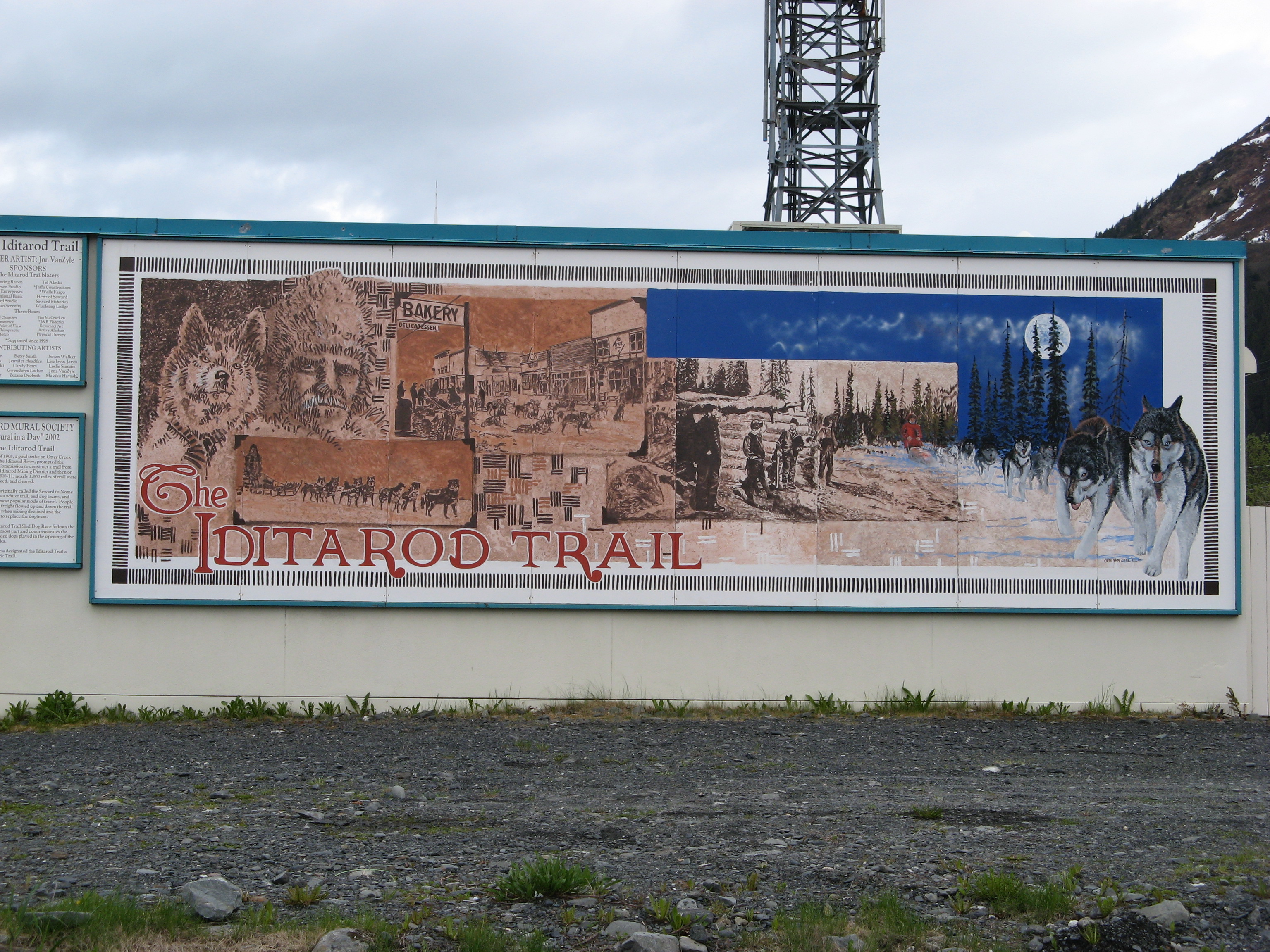 Iditarod mural in Seward, Alaska.