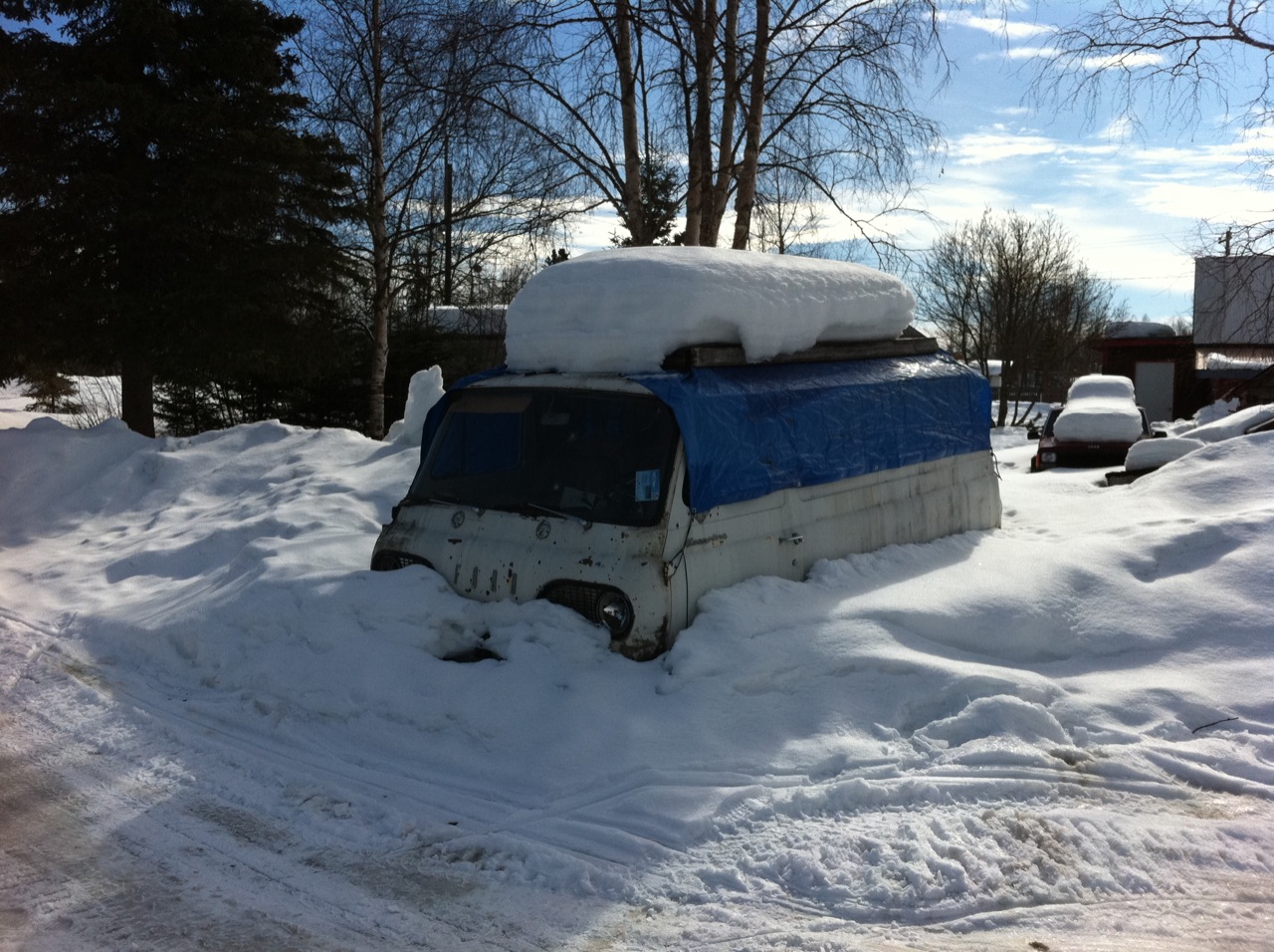 Talkeetna, Alaska - winter snow, white van.