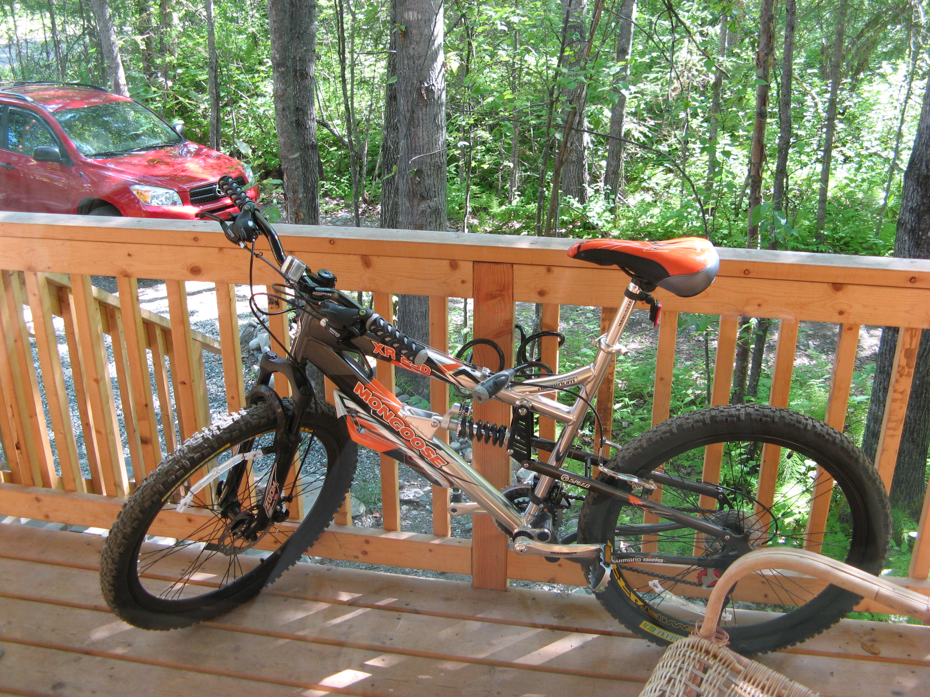 My hybrid dirt bike on the deck of my cabin in Talkeetna, Alaska.
